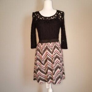 💘Speechless Geometric Black Lace Bodice Dress Size Jr Medium